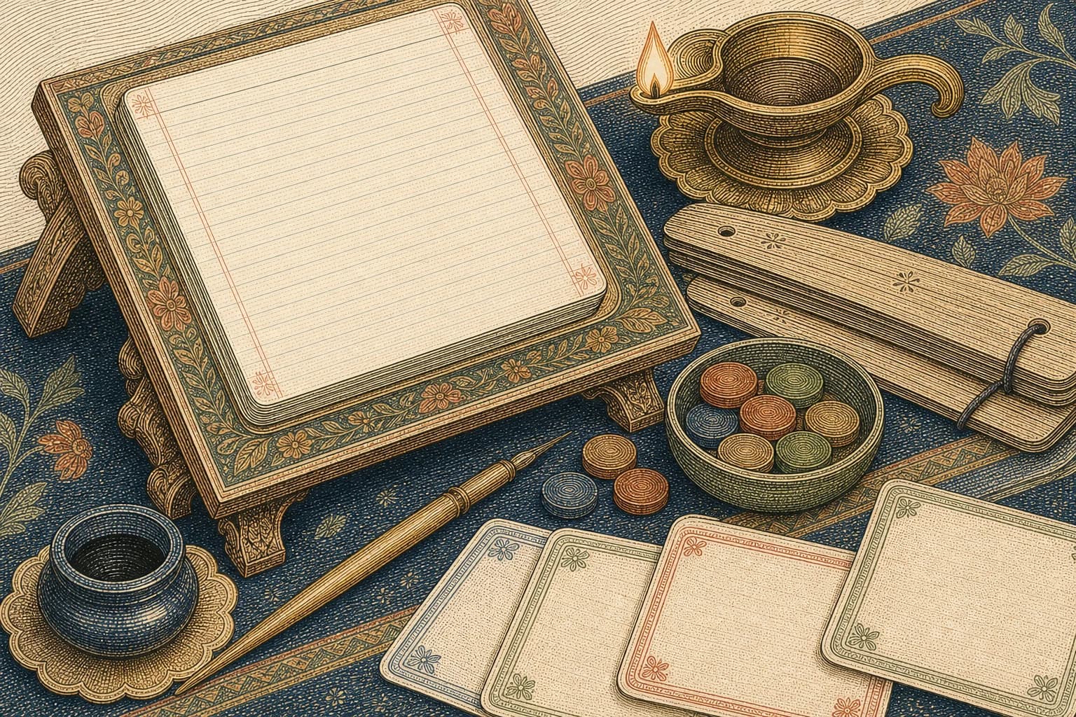 Study tools, folios and learning symbols